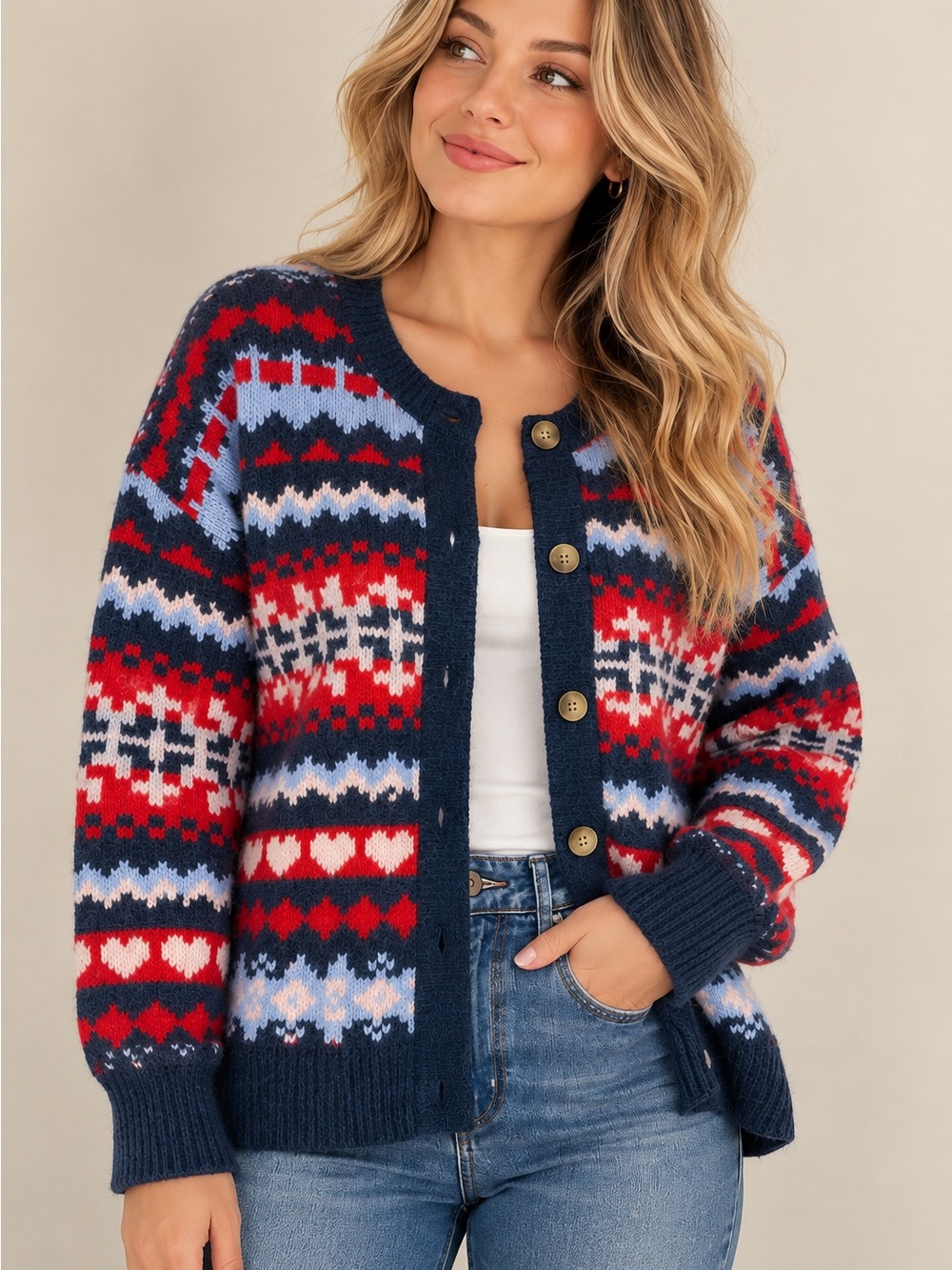 Lucky Brand Women’s Fair Isle Cardigan Sweater Wool Blend NWT MSRP $119